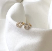 Srebrne pozłacane kolczyki z cyrkoniami złociste