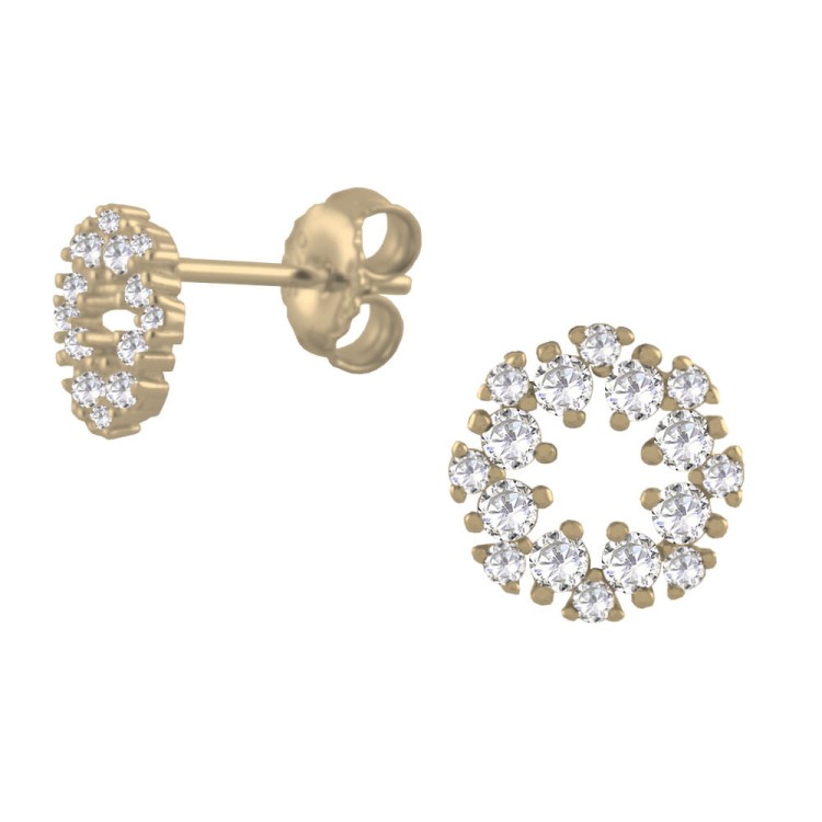 Srebrne pozłacane kolczyki z cyrkoniami złociste