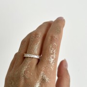 Srebrny pozłacany pierścionek obrączka z cyrkoniami Luksusowy