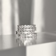 Srebrny pierścionek obrączka z cyrkoniami Luksusowy