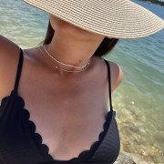 Srebrny pozłacany naszyjnik choker z cyrkoniami