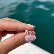 Srebrne pozłacane kolczyki z cyrkoniami PROSTOKĄT