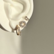 Srebrne pozłacane kolczyki z cyrkoniami PROSTOKĄT