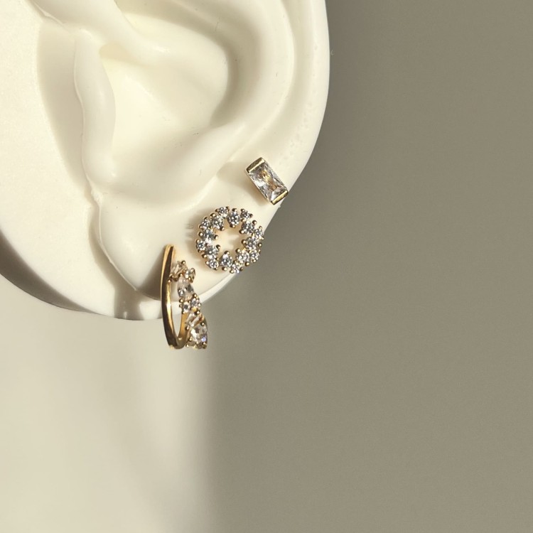 Srebrne pozłacane kolczyki z cyrkoniami złociste