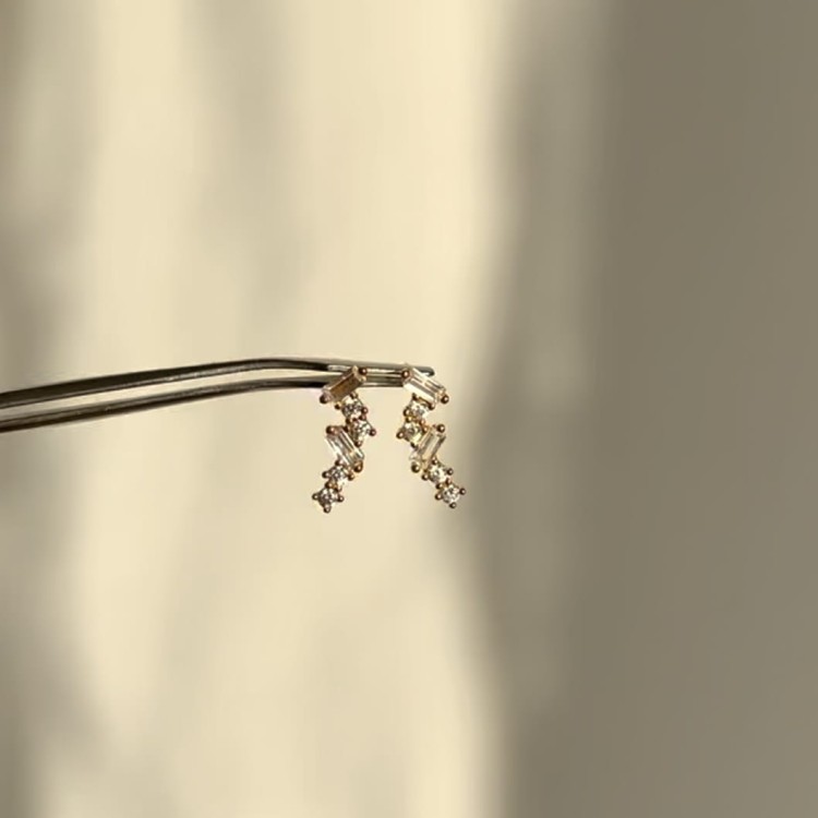 Srebrne pozłacane kolczyki z cyrkoniami DŁUGIE