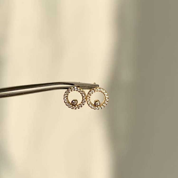 Srebrne pozłacane kolczyki z cyrkoniami KOŁA