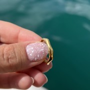 Srebrny pozłacany pierścionek nieregularny