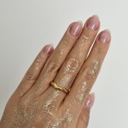 Srebrny pozłacany pierścionek nieregularny