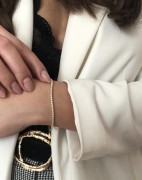 Srebrna pozłacana bransoletka z cyrkoniami BROKAT