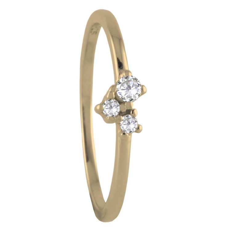 Srebrny pozłacany pierścionek z cyrkoniami delikatny