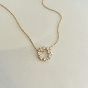 Srebrny naszyjnik koło z cyrkoniami RÓŻA