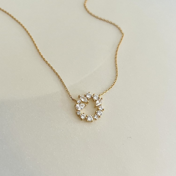 Srebrny naszyjnik koło z cyrkoniami RÓŻA