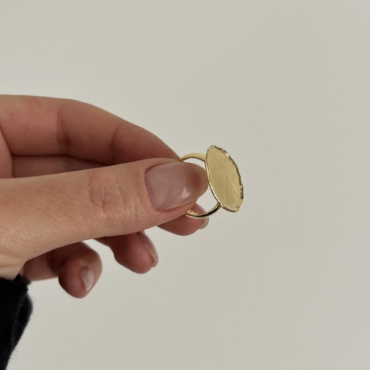 Srebrny pozłacany pierścionek NADTOPIONY