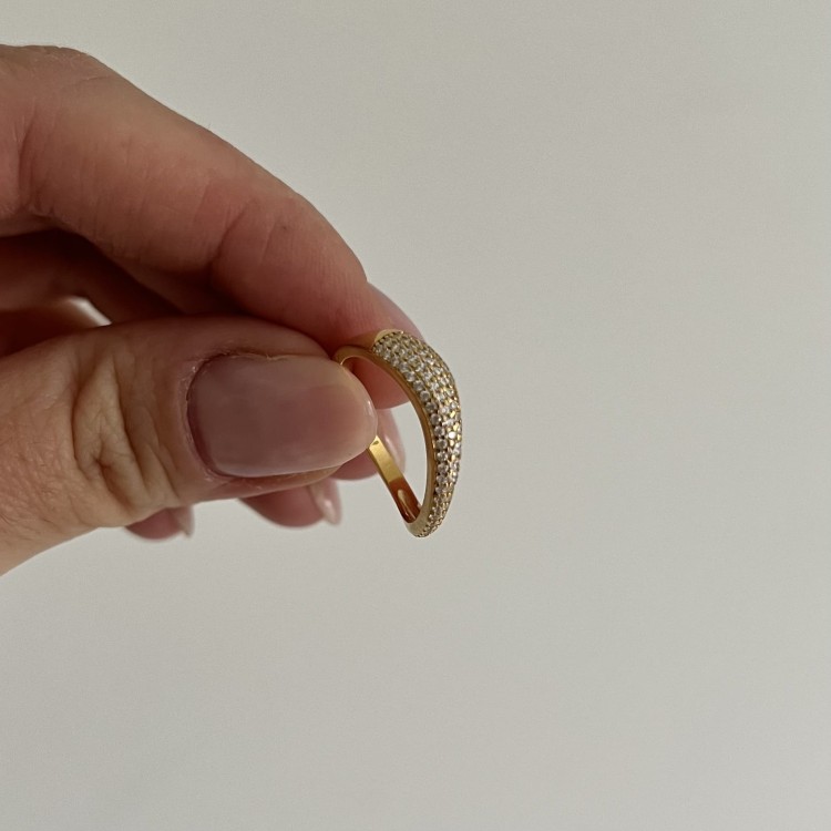 Srebrny pozłacany pierścionek z cyrkoniami FORMA