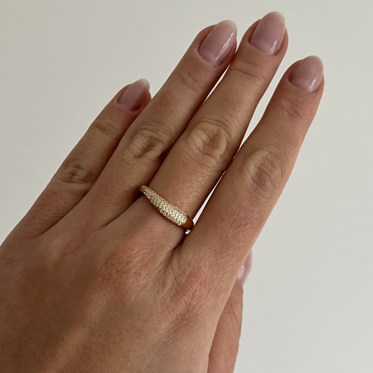 Srebrny pozłacany pierścionek z cyrkoniami FORMA