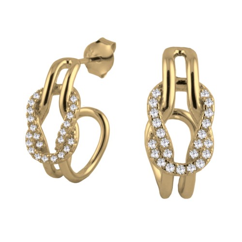 Srebrne pozłacane kolczyki z cyrkoniami