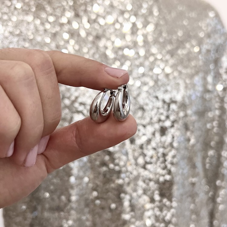 Srebrne kolczyki koła OWALNA  ELEGANCJA