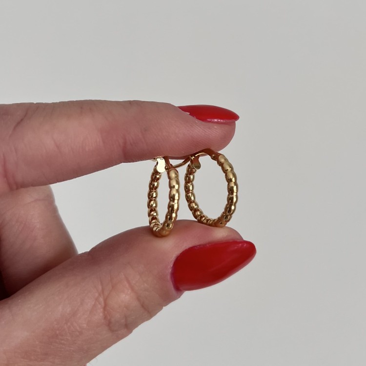 Srebrne pozłacane kolczyki koła kulki