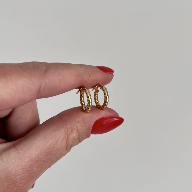 Srebrne pozłacane kolczyki koła kulki mini