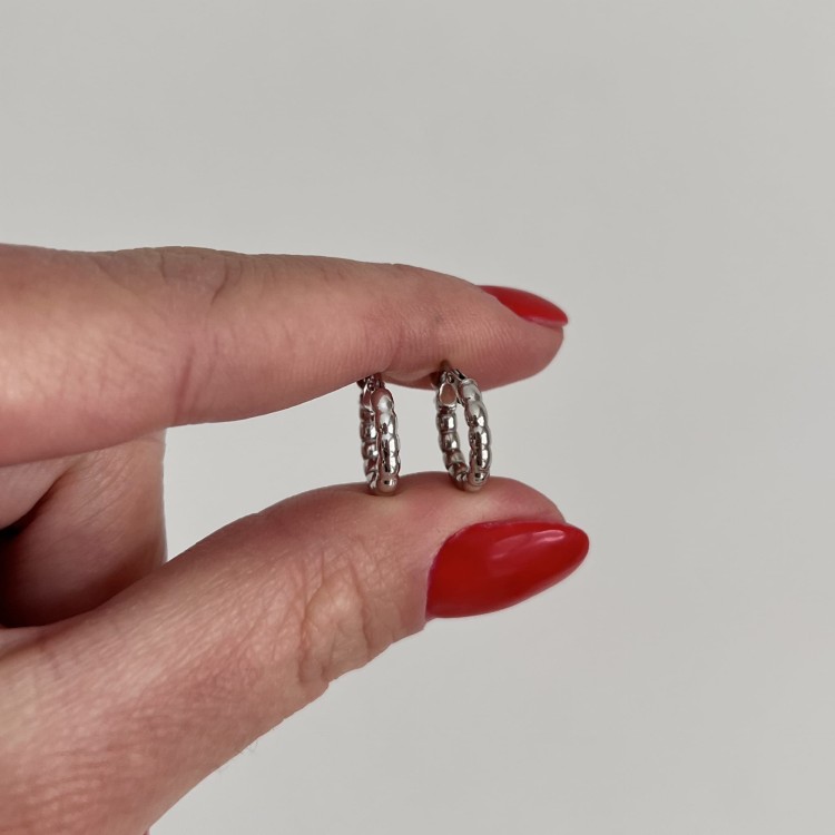 Srebrne pozłacane kolczyki koła kulki mini