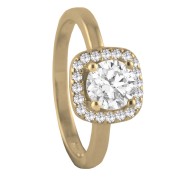 Srebrny pozłacany pierścionek z cyrkoniami WDZIĘK