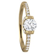 Srebrny pozłacany pierścionek z cyrkoniami ZACHWYT