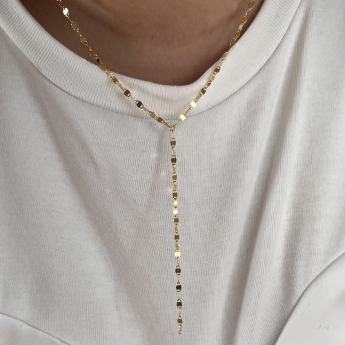 Srebrny pozłacany naszyjnik krawatka BŁYSZCZĄCY