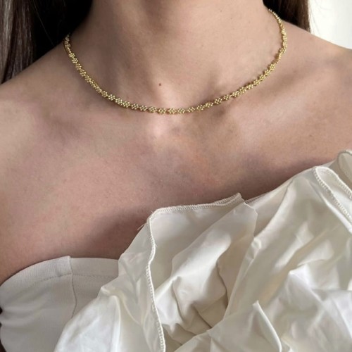 Srebrny pozłacany naszyjnik choker KWIATY