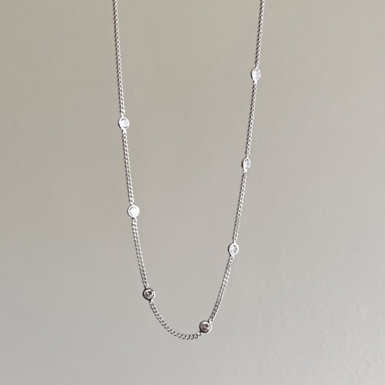 Srebrny naszyjnik choker pancerka z cyrkoniami