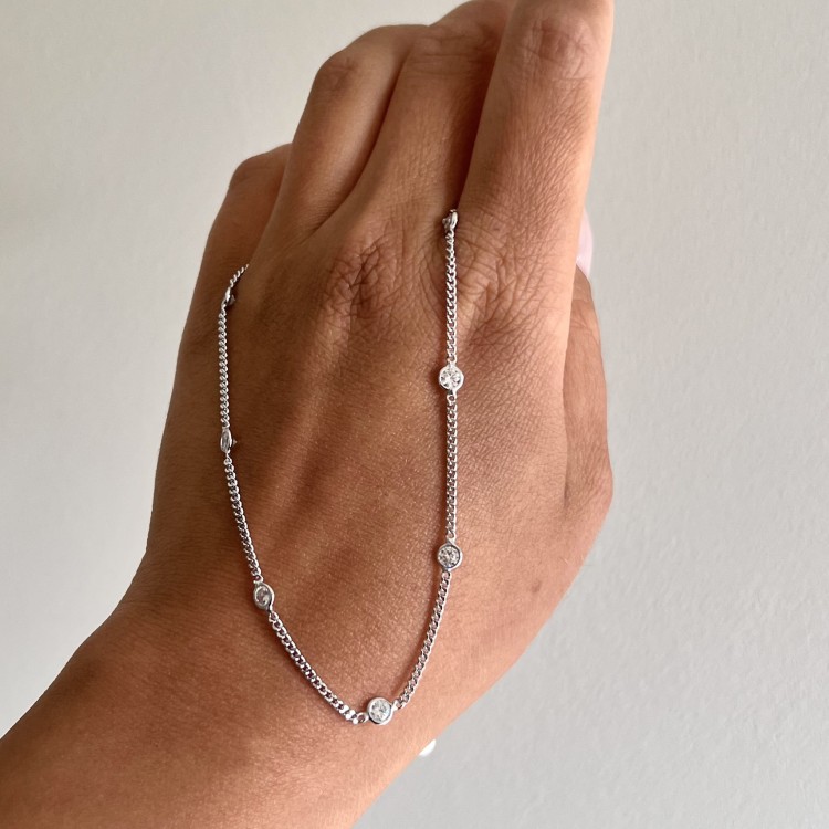 Srebrny naszyjnik choker pancerka z cyrkoniami