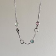 Srebrny naszyjnik KOLOROWY odcień pistacja z maliną