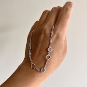 Srebrny naszyjnik KOLOROWY odcień pistacja z maliną