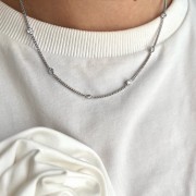 Srebrny naszyjnik choker pancerka z cyrkoniami