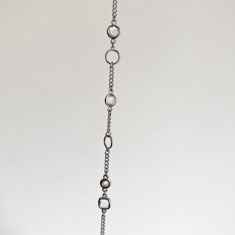 Srebrna bransoletka na kostkę KOLOROWA odcień brylantowy