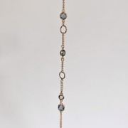 Srebrna pozłacana bransoletka na kostkę KOLOROWA odcień lazurowy