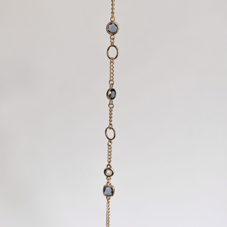 Srebrna pozłacana bransoletka na kostkę KOLOROWA odcień lazurowy