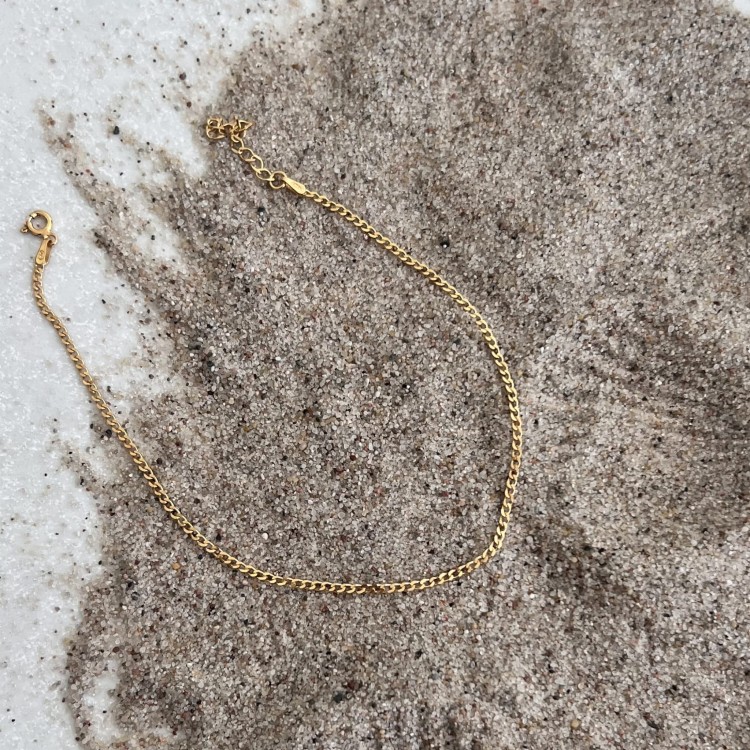 Srebrna pozłacana bransoletka na kostkę PANCERKA