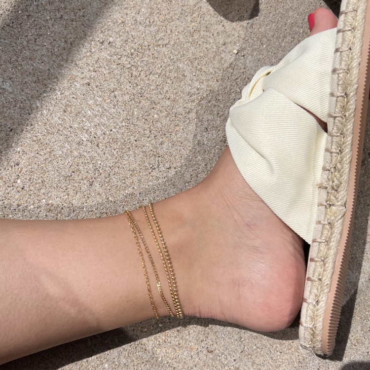 Srebrna pozłacana bransoletka na kostkę PANCERKA