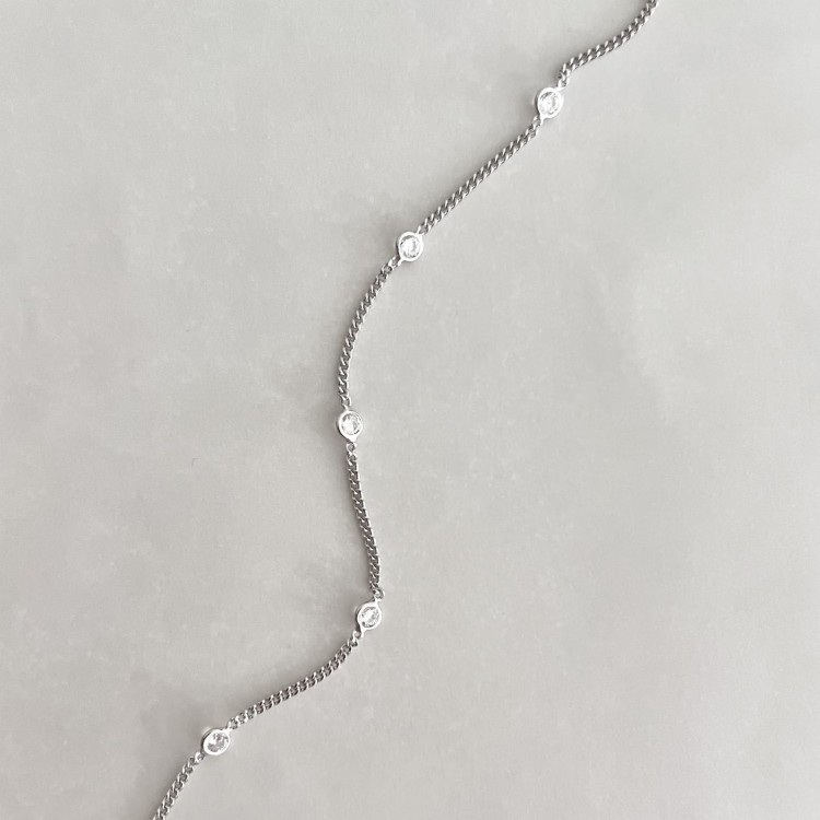 Srebrny naszyjnik choker pancerka z cyrkoniami