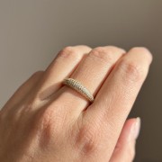 Srebrny pozłacany pierścionek z cyrkoniami PIĘKNO