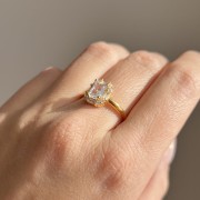 Srebrny pozłacany pierścionek z cyrkoniami SZYK