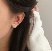 Srebrne pozłacane kolczyki koła z cyrkoniami 11mm