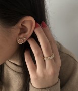 Srebrne pozłacane kolczyki koła z cyrkoniami 11mm