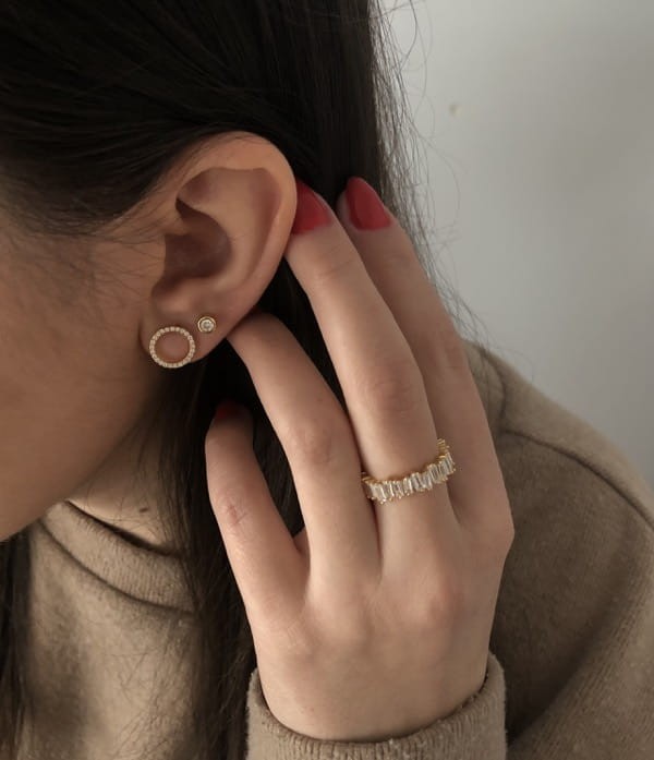 Srebrne pozłacane kolczyki koła z cyrkoniami 11mm