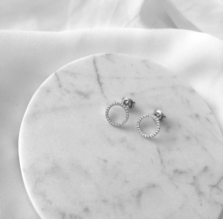 Srebrne kolczyki koła z cyrkoniami 11mm