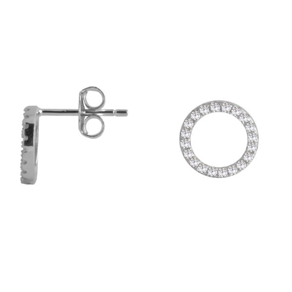 Srebrne kolczyki koła z cyrkoniami 9mm