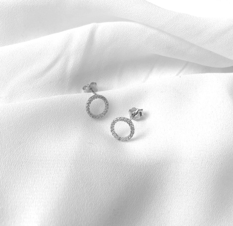 Srebrne kolczyki koła z cyrkoniami