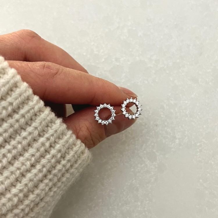 Srebrne kolczyki koła z cyrkoniami BŁYSK