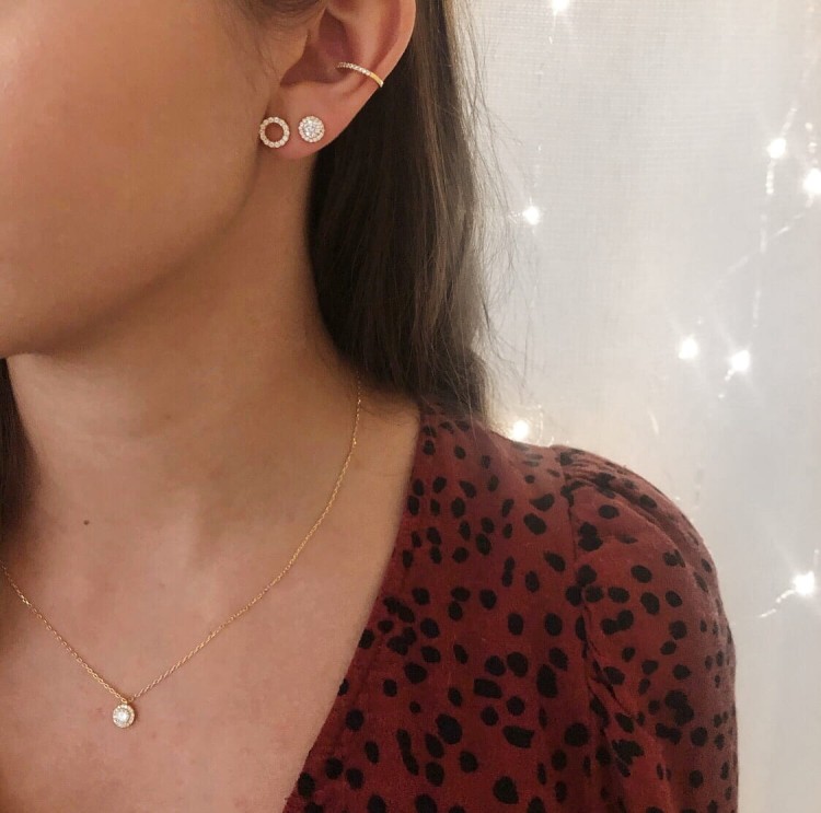 Srebrne pozłacane kolczyki z cyrkoniami STYLOWE