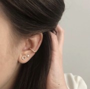 Srebrne pozłacane kolczyki z cyrkonią 3mm